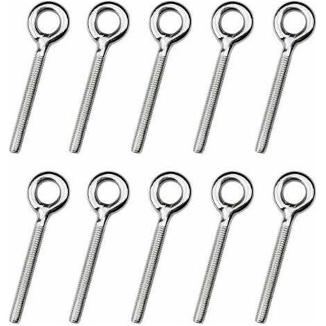 Pack of 25 M4 Eye Screws Welded Ring Bolts Screw Rings Eye Hook Bolt for Swing Swing Machine Outdoor (1/4)