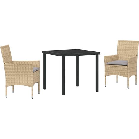 Maison Exclusive - Ensemble de salle à manger pour jardin 3 pcs Beige polyrotin (1/5)