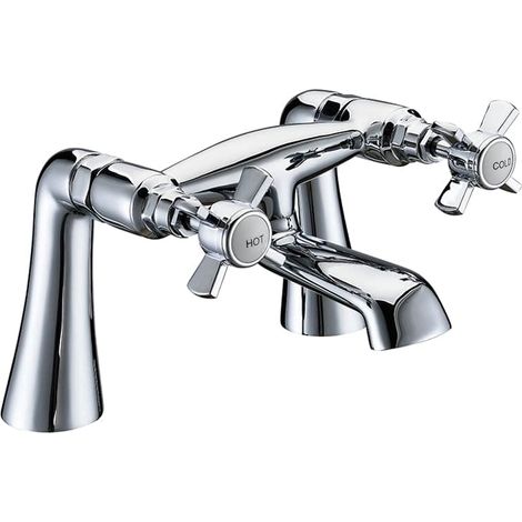 Traditional Crosshead Deck Mounted Bath Filler Tap - Chrome