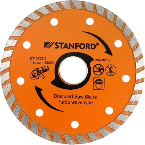 STANFORD disco acero diamantado 115x2.2 c/continuo , Disco diamantado de banda continua Tamaño: 115x2,2mm Indicado para Porcelanato, silestone,gres,cerámica,azulejo y marmo