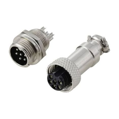 TRU COMPONENTS TC-13895592 CONNECTEUR ROND MâLE, CONTACT FEMELLE NOMBRE TOTAL DE PôLES: 6 SéRIE (CONNECTEUR ROND): GX12 1 SET