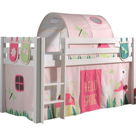 Lit Mi-Hauteur 90x200 Sommier Inclus et Housse Spring Vipack Pino - Blanc (1/3)