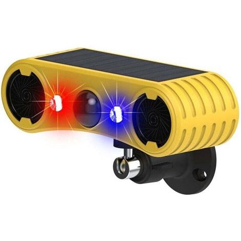 Outdoor Solar Motion Detector Alarm - Dog Barking Gunshot Alarm, 2129 dB Power, 4 Modes, Red and Blue Light (1 Pack) (1/4)