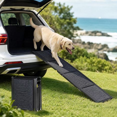 Rampe pour chien pour voiture, 170,6 cm de long x 43,2 cm de large, surface antidérapante en aluminium, rampes pour animaux domestiques pour voiture, SUV, camion, marches pour chien, rampe (1/5)