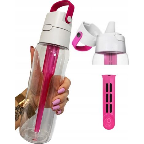 Botella de agua Dafi Solid con filtro, rosa, 0,7 l, fabricada en Tritan. (1/3)
