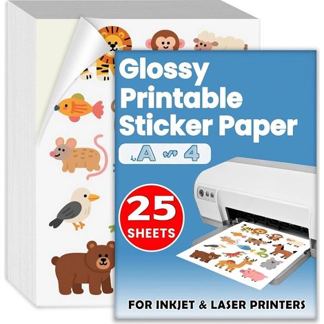 Papier Vinyle A4 Autocollant – 25 Feuilles, Blanc Mat/Brillant (1/5)