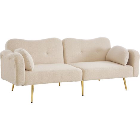 CHICFURN Canapé convertible 175x79x82 cm en tissu beige, dossier réglable, 2 places (1/5)
