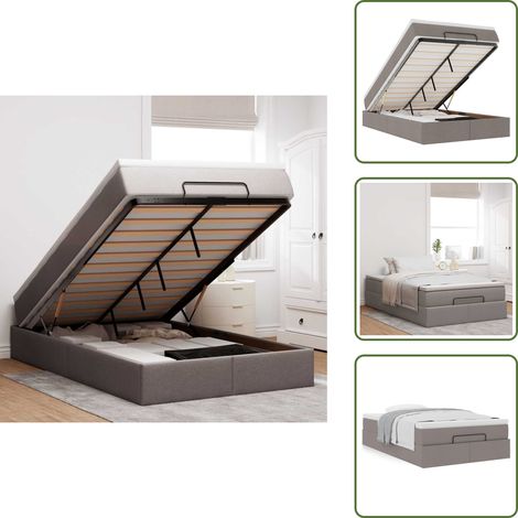 Matelas à ressorts ensachés - VidaXL Cadre de lit ottoman avec matelas taupe 120x190 cm tissu - Surmatelas (1/5)