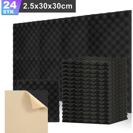 Wolketon Mousse acoustique Mousse Acoustique pour Podcasting, Studios d'enregistrement, Bureaux 24X 30x30x2.5cm Wellenmuster (1/5)