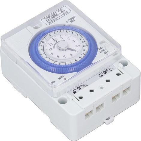 Minuterie mécanique programmable 24h type horloge coffret PC ignifugé interrupteur horaire pour cuisine 100-240VAC (1/5)