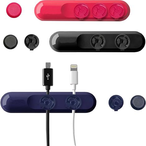 Gestione cavi, set da 3 con 9 clip, organizer per cavi magnetico autoadesivo, supporto per cavi per scrivania, comodino, caricabatterie - AquaForge (1/5)