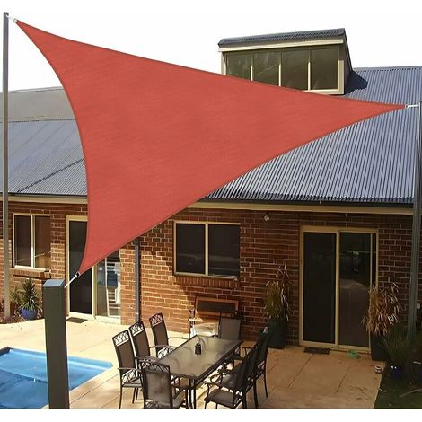 VURAHOME - UV-Sonnensegel - 3,6 x 3,6 x 3,6 m HDPE Dreieck-Sonnenschutz - Garten-Balkon-Sonnensegel [Rot] (1/5)