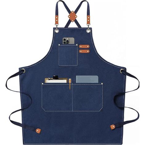 Tablier en toile imperméable, résistant à l'huile et aux taches idéal pour le travail café cuisine (1/5)