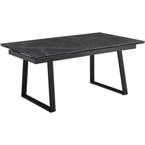 Table extensible 160/240 cm céramique noir marbré pied luge - INDIANA 02 (1/5)