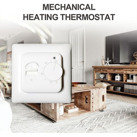 Thermostat mécanique 230 V non programmable, thermostat manuel pour chauffage au sol avec indicateur de capteur externe, 5-40 °C, 3 A (1/3)