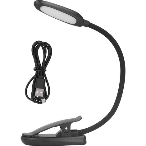 Lampe de bureau à pinces 6 LED avec cou flexible 360° et charge USB, pour tête de lit ou bureau (1/5)