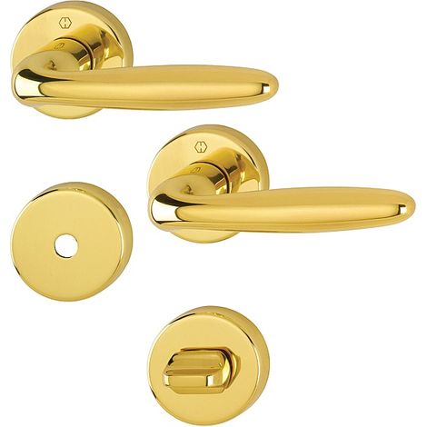 Ensemble de poignée Vérona sur rosace ronde (ø 52 mm) - HOPPE AG - Pour porte de 40 à 50 mm. - Condamnation (1/2)