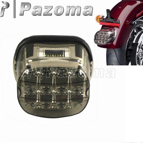 Feu arrière LED fumé 12 V pour moto, éclairage de plaque d'immatriculation et feu stop pour Harley Dyna Touring Softail Spoerster XL 67800355 (1/4)