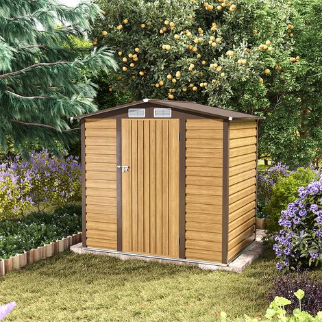 189.8CM Outdoor Galvanized Steel Tawny Storage Shed (1/5)