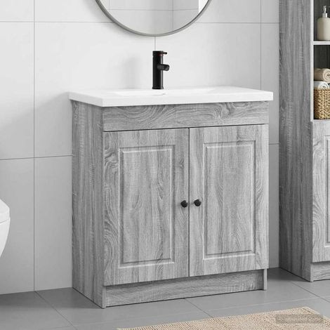 vidaXL Badezimmermöbel-Set Grau Sonoma 56 x 37,5 x 81 cm Holzwerkstoff (1/5)