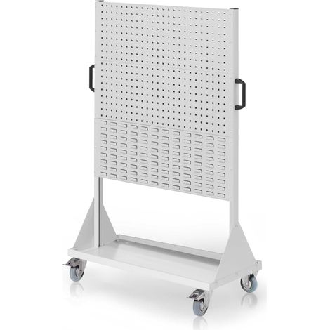 Kappes RasterMobil® mobiler Arbeitsplatzschrank Größe 4 1580x1000x500mm 4 Lochplatten 2 Schlitzplatten 6-teilig lichtgrau
