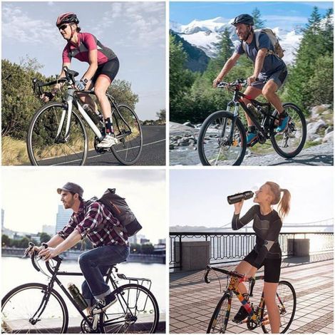 Porte-bouteille de vélo 800 ml sans BPA, noir brillant, solide, porte-gobelet adapté pour vélo de route (1/5)