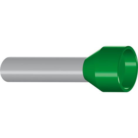 Embout de câblage isolé pour fil souple section 6mm² - vert - collerette isolante - Sachet de 100 pièces