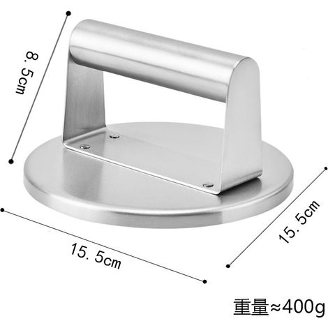 Tagliabiscotti per hamburger con bordo, in acciaio inox, schiaccia hamburger da 15 cm, strumento per grigliare hamburger (1/5)