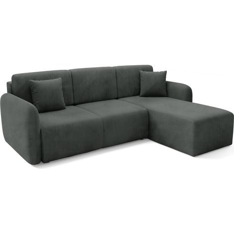 Sofa-Bett mit Ranco-Ecke, Stauraum, verstellbar, wendbar, 245x185 cm Dunkelgrau