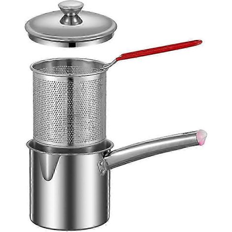 Friteuse en acier inoxydable avec panier à friture, résistante à l'usure et multifonctionnelle.