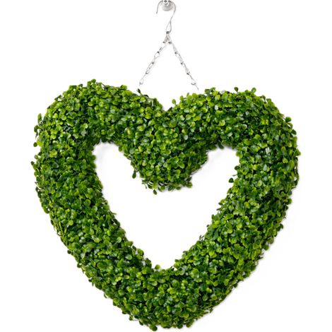 Ghirlanda decorativa a forma di cuore 57 cm verde - pianta artificiale per porta, parete (1/5)