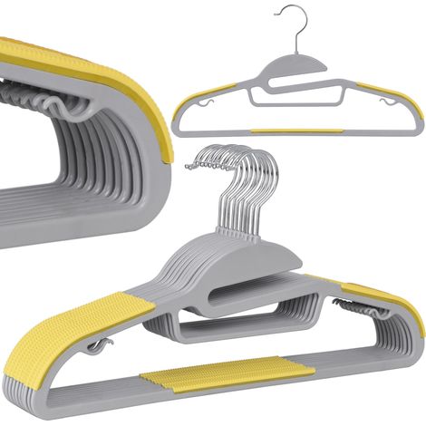 Flexible Kleiderbügel, 10er-Set, grau und gelb