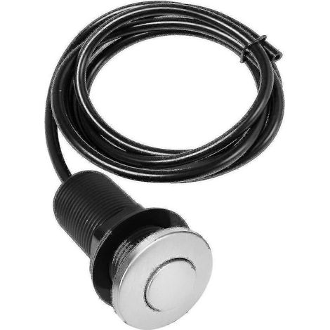 Bouton-poussoir pneumatique avec tuyau d'air, en acier inoxydable, pour broyeur d'évier et déchets alimentaires.