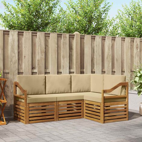 Sofagarnituren 4 pcs Natur und Beige Massivholz Akazie (1/5)