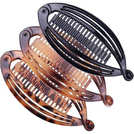 3 Pièces Pince Banane Cheveux Femme,Banana Clip,Pinces Queue de Poisson pour Boucles Grossières Rétro,Accessoires Cheveux Longs Banane Cheval Française Peigne à Cheveux Porte pour Femmes Filles Dames