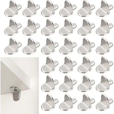 30 Pièces Chevilles de Support d'Étagère, 5mm Taquet Étagère Support en Forme de L en Bois et Verre de Armoire Rangement Meuble Placard Bibliothèque (1/5)