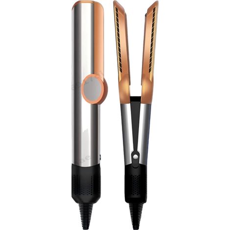 Plancha para el cabello, tecnología de iones negativos, doble función, gris claro-1, enchufe europeo de 220V-240V. (1/2)