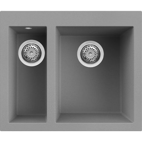 Lavello Elleci Incasso 2 vasche 59x50 Quadra 150 Granitek Grigio Cemento LGQ15048