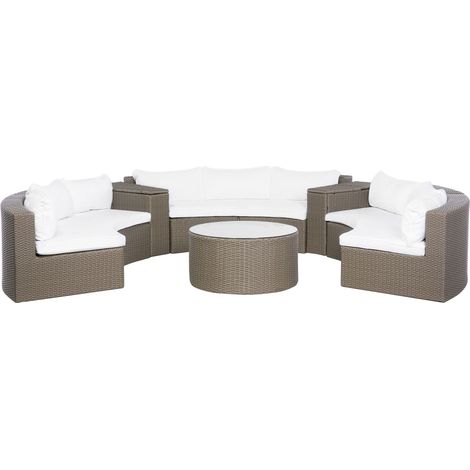 Garden Lounge Set with Table 9 Seater SEVERO PE Rattan Brown (1/5)