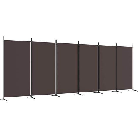 Biombo divisor de 6 paneles de tela marrón 520x180 cm vidaXL