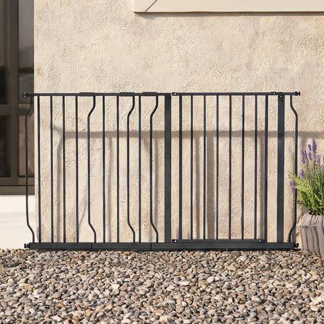 Barrière de sécurité pour chien extensible 75-145 cm noir acier (1/5)