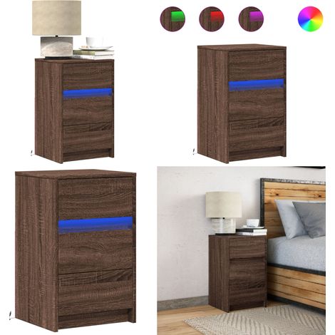 vidaXL Nachttisch mit LED-Leuchten Braun Eichen-Optik Holzwerkstoff (1/5)