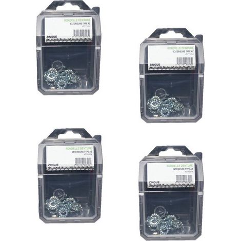 4 Coques de 100 Rondelles Eventail Denture Extérieure M10 mm - DIN 6798 A - Zingué blanc - D-Work