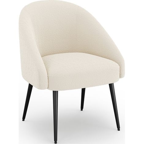 Poltrona di Design - Rivestita in Tessuto Bouclé - Wasda Bianco