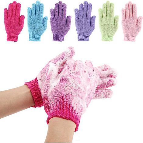 7pcs Gant Exfoliant Corps Visage Pour Salle De Bain Douche Couleurs Alatoires (1/5)