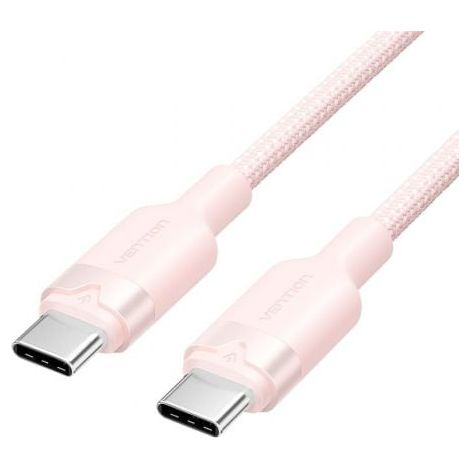 Cable USB 2.0 Tipo-C 3A Vention TRDPF/ USB Tipo-C Macho - USB Tipo-C Macho/ Hasta 60W/ 480Mbps/ 1m/ Rosa