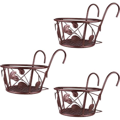Lot de 3 paniers suspendus en fer forgé pour balcon et jardin, supports décoratifs pour plantes et fleurs