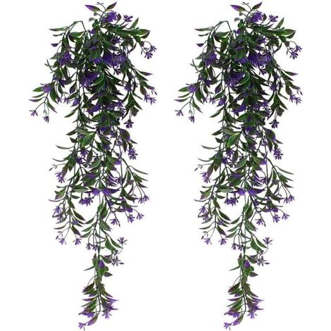 2 piante artificiali di edera da appendere, piante artificiali verdi per feste, matrimoni, cucina, giardino, decorazione ufficio, viola