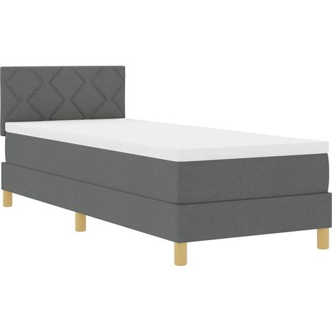 Lit simple Lit adulte Lit à ressort LED avec coussin Gris foncé 80 x 200 cm tissu (1/5)