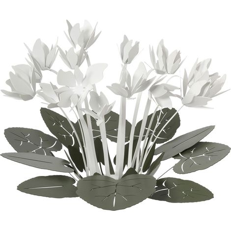 Centrotavola decorativo Ciclamino Ø38 cm in ferro color Verde Salvia e Bianco Design floreale moderno per tavolo o soggiorno Made in Italy (1/2)